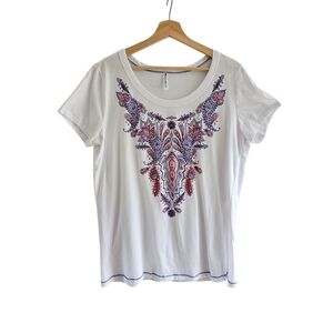 Greensource Americana Graphic White T-shirt with Paisley design, Size XL
